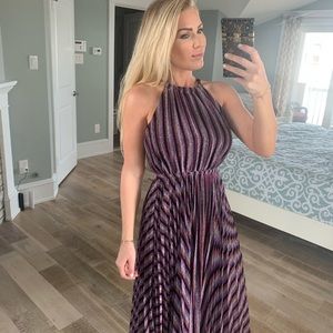 Lucy Paris High Neck Multi sparkle pleated dress